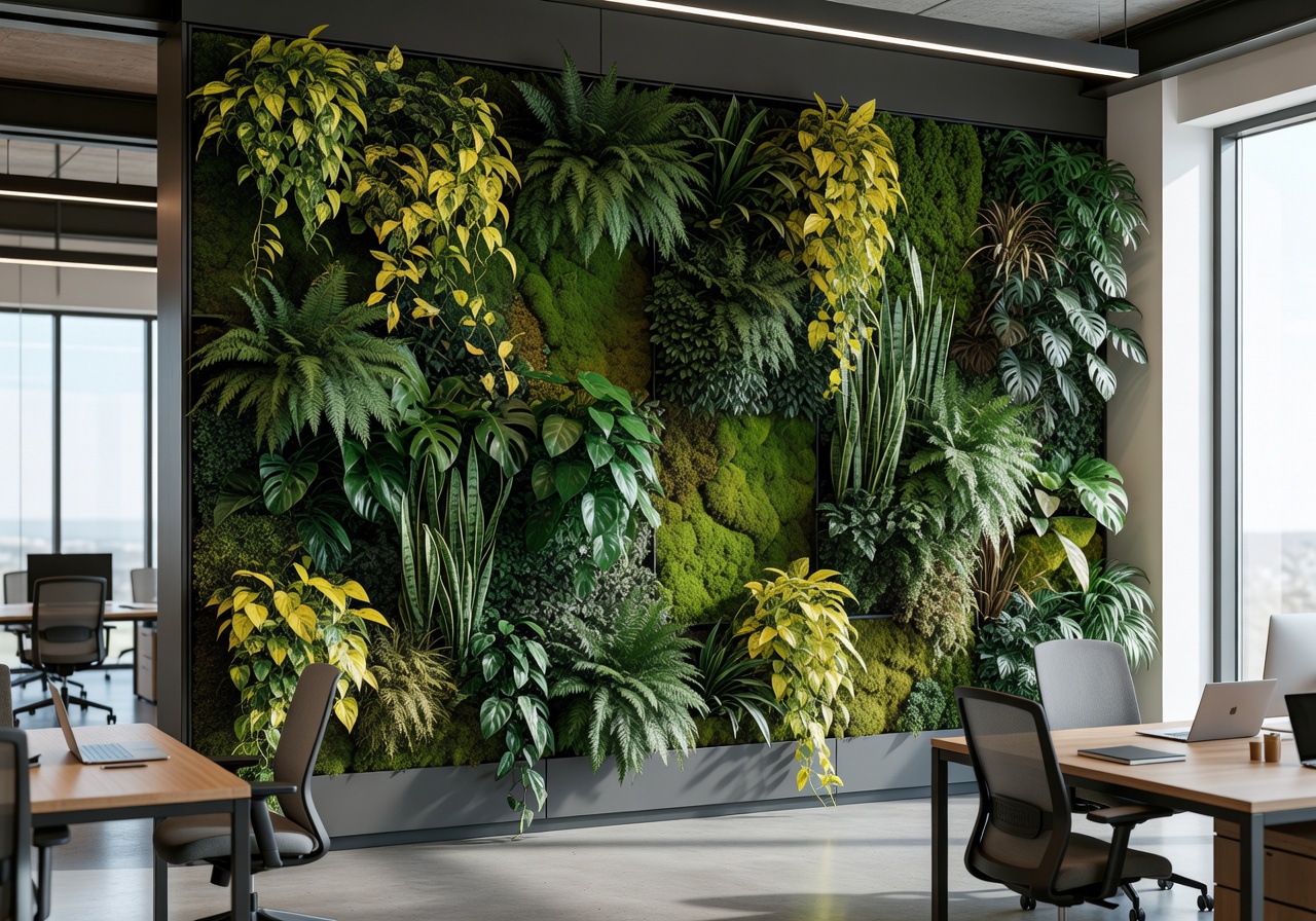 Custom living wall installation in a modern office